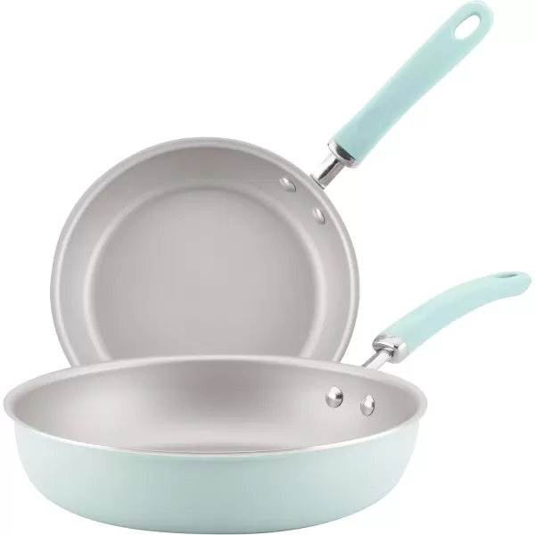 imageRachael Ray Create Delicious Deep Nonstick Frying Pan  Fry Pan  Skillet  95 Inch RedLight Blue Shimmer