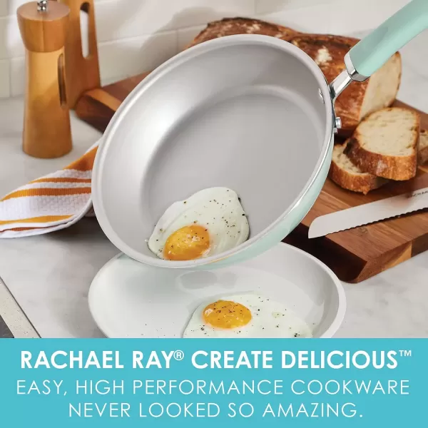 imageRachael Ray Create Delicious Deep Nonstick Frying Pan  Fry Pan  Skillet  95 Inch RedLight Blue Shimmer