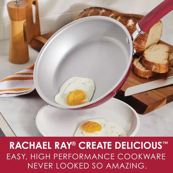 imageRachael Ray Create Delicious Deep Nonstick Frying Pan  Fry Pan  Skillet  95 Inch RedRed Shimmer