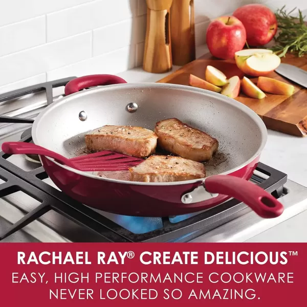 imageRachael Ray Create Delicious Deep Nonstick Frying Pan  Fry Pan  Skillet  95 Inch RedRed Shimmer