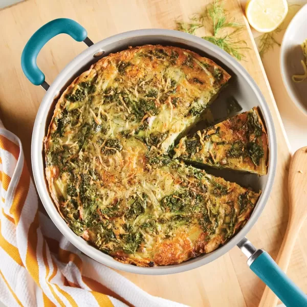 imageRachael Ray Create Delicious Deep Nonstick Frying Pan  Fry Pan  Skillet  95 Inch RedTeal Shimmer
