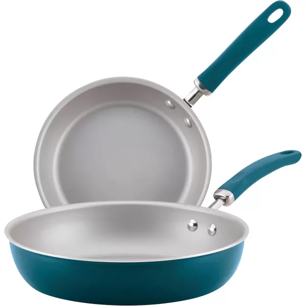 imageRachael Ray Create Delicious Deep Nonstick Frying Pan  Fry Pan  Skillet  95 Inch RedTeal Shimmer