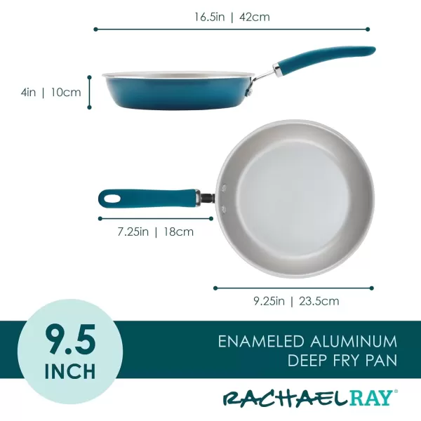 imageRachael Ray Create Delicious Deep Nonstick Frying Pan  Fry Pan  Skillet  95 Inch RedTeal Shimmer