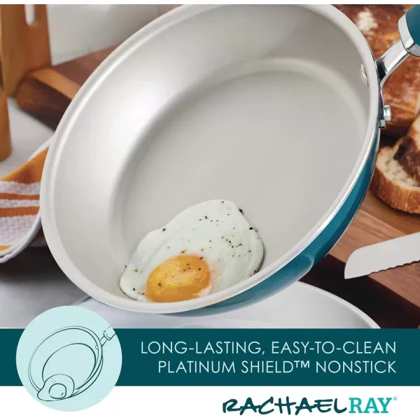 imageRachael Ray Create Delicious Deep Nonstick Frying Pan  Fry Pan  Skillet  95 Inch RedTeal Shimmer