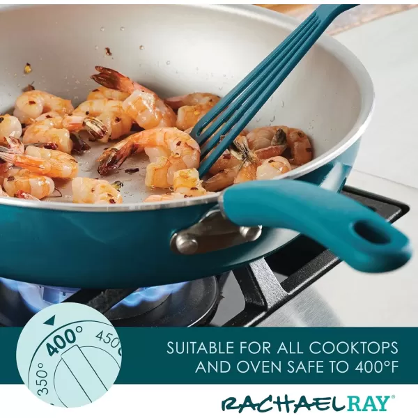 imageRachael Ray Create Delicious Deep Nonstick Frying Pan  Fry Pan  Skillet  95 Inch RedTeal Shimmer