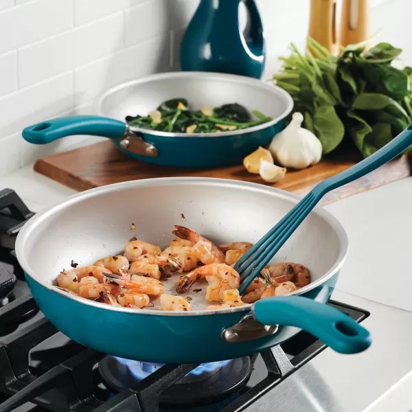 imageRachael Ray Create Delicious Deep Nonstick Frying Pan  Fry Pan  Skillet  95 Inch RedTeal Shimmer