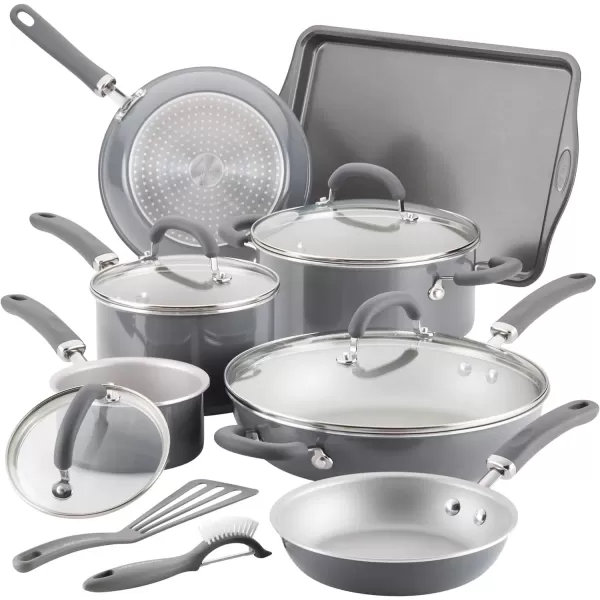 imageRachael Ray Create Delicious Nonstick Cookware Induction Pots and Pans Set 13 Piece  Gray ShimmerGray Shimmer