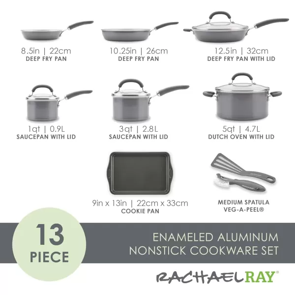 imageRachael Ray Create Delicious Nonstick Cookware Induction Pots and Pans Set 13 Piece  Gray ShimmerGray Shimmer