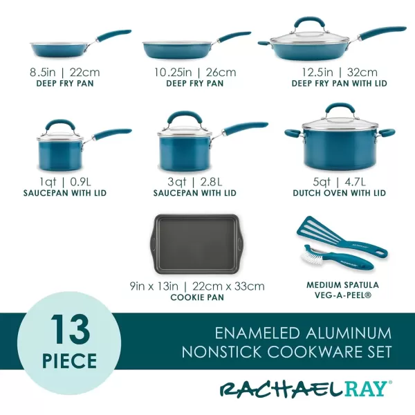 imageRachael Ray Create Delicious Nonstick Cookware Induction Pots and Pans Set 13 Piece  Gray ShimmerTeal Shimmer
