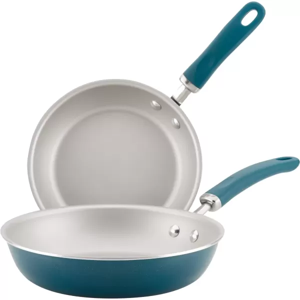imageRachael Ray Create Delicious Nonstick Induction Frying PansSkillet Set 85 Inch and 1025 Inch  Teal Shimmer