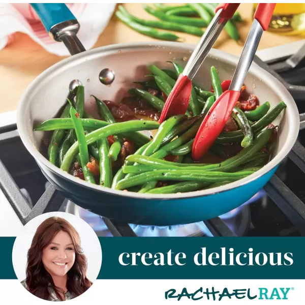 imageRachael Ray Create Delicious Nonstick Induction Frying PansSkillet Set 85 Inch and 1025 Inch  Teal Shimmer