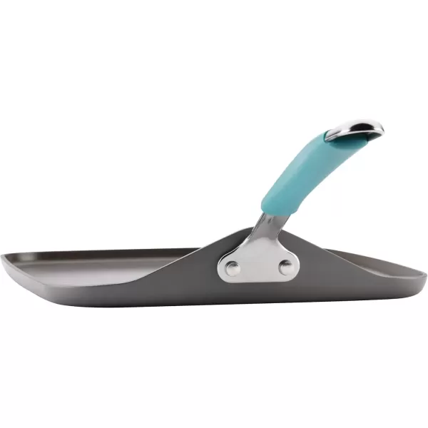 imageRachael Ray Cucina Hard Anodized Nonstick Griddle PanFlat Grill 11 Inch Gray with Agave Blue HandleGriddle Pan