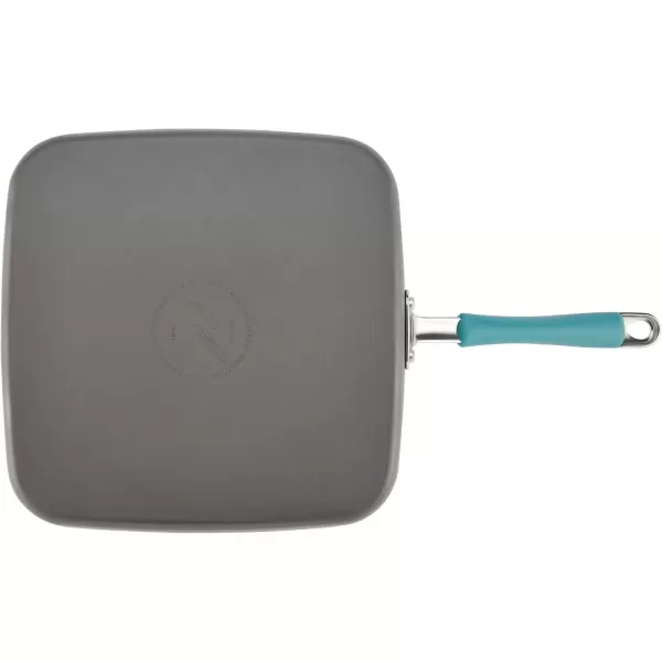 imageRachael Ray Cucina Hard Anodized Nonstick Griddle PanFlat Grill 11 Inch Gray with Agave Blue HandleGriddle Pan
