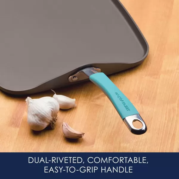 imageRachael Ray Cucina Hard Anodized Nonstick Griddle PanFlat Grill 11 Inch Gray with Agave Blue HandleGriddle Pan