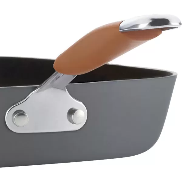 imageRachael Ray Cucina Hard Anodized Nonstick GrillDeep Square Griddle Pan 11 Inch Gray with Red HandlesGray with Orange Handles