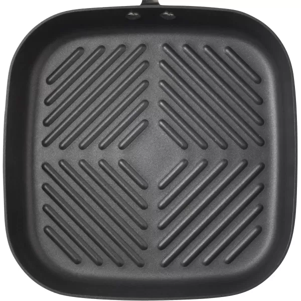 imageRachael Ray Cucina Hard Anodized Nonstick GrillDeep Square Griddle Pan 11 Inch Gray with Red HandlesGray with Orange Handles