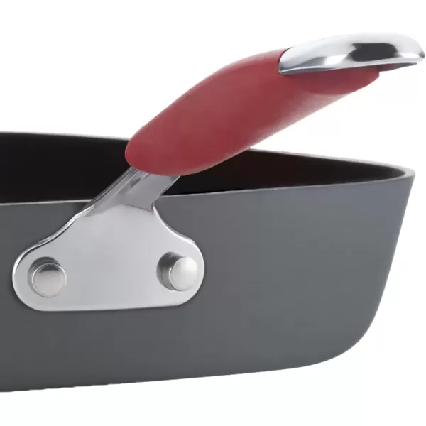 imageRachael Ray Cucina Hard Anodized Nonstick GrillDeep Square Griddle Pan 11 Inch Gray with Red HandlesGray with Red Handles