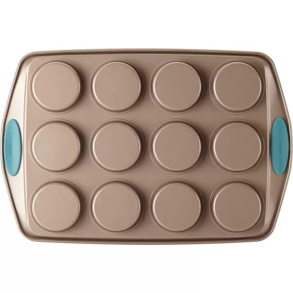 imageRachael Ray Cucina Nonstick 12Cup Muffin Tin With Grips  Nonstick 12Cup Cupcake Tin With Grips  12 Cup BrownBrown