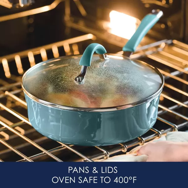 imageRachael Ray Cucina Nonstick CookwarePots and Pans Set 10 Piece  Sea Salt GrayAgave Blue
