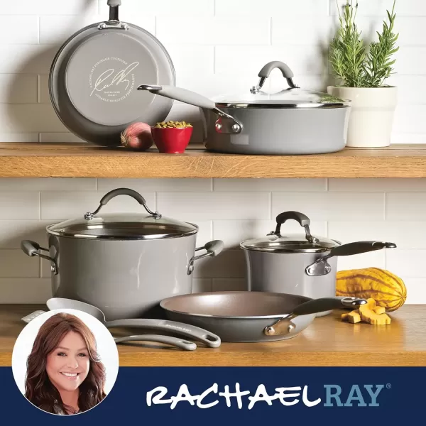 imageRachael Ray Cucina Nonstick CookwarePots and Pans Set 10 Piece  Sea Salt GraySea Salt Gray