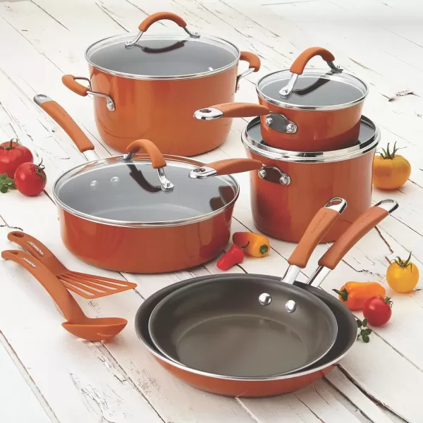 imageRachael Ray Cucina Nonstick Frying Pan  Fry Pan  Skillet  125 Inch GrayPumpkin Orange