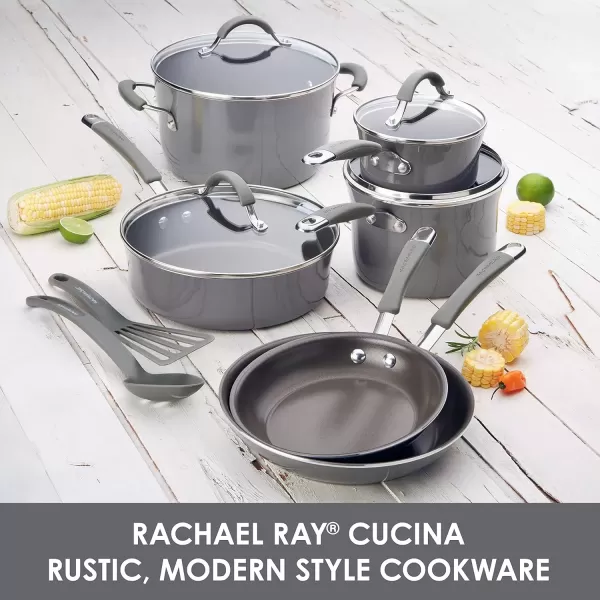 imageRachael Ray Cucina Nonstick Frying Pan  Fry Pan  Skillet  125 Inch GraySea Salt Gray