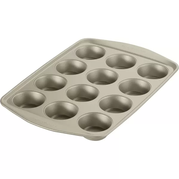 imageRachael Ray Nonstick Bakeware Set without Grips includes Nonstick Baking Pan with Lid and Muffin Pan  Cupcake Pan  3 Piece Silver3 Piece