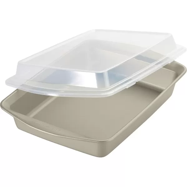 imageRachael Ray Nonstick Bakeware Set without Grips includes Nonstick Baking Pan with Lid and Muffin Pan  Cupcake Pan  3 Piece Silver3 Piece