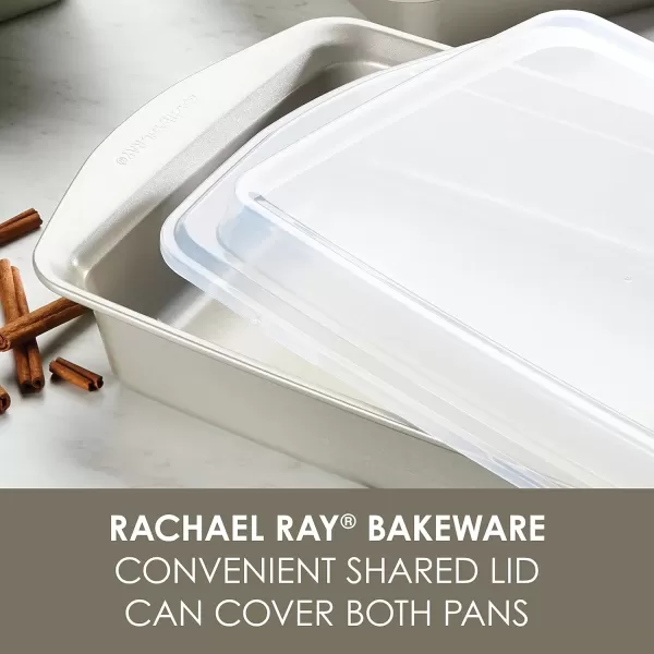 imageRachael Ray Nonstick Bakeware Set without Grips includes Nonstick Baking Pan with Lid and Muffin Pan  Cupcake Pan  3 Piece Silver3 Piece