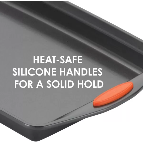 imageRachael Ray Nonstick Bakeware with Grips Nonstick Cookie Sheet  Baking Sheet  10 Inch x 15 Inch Gray with Orange Grips10 Inch x 15 Inch