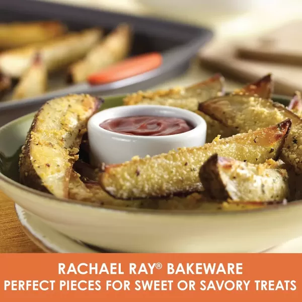 imageRachael Ray Nonstick Bakeware with Grips Nonstick Cookie Sheet  Baking Sheet  10 Inch x 15 Inch Gray with Orange Grips10 Inch x 15 Inch