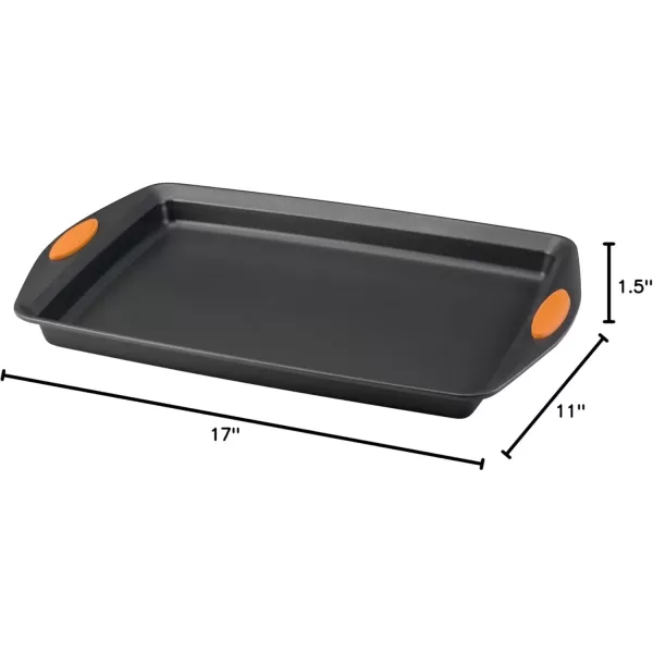 imageRachael Ray Nonstick Bakeware with Grips Nonstick Cookie Sheet  Baking Sheet  10 Inch x 15 Inch Gray with Orange Grips11 Inch x 17 Inch