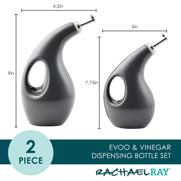 imageRachael Ray Serveware Ceramic EVOO Oil and Vinegar Dispensing Bottle Set 2 Piece TealGray