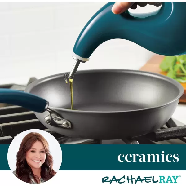 imageRachael Ray Serveware Ceramic EVOO Oil and Vinegar Dispensing Bottle Set 2 Piece TealTeal