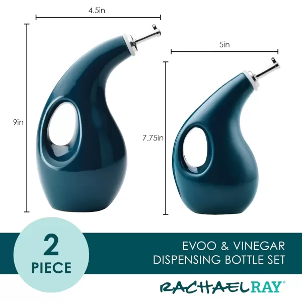 imageRachael Ray Serveware Ceramic EVOO Oil and Vinegar Dispensing Bottle Set 2 Piece TealTeal