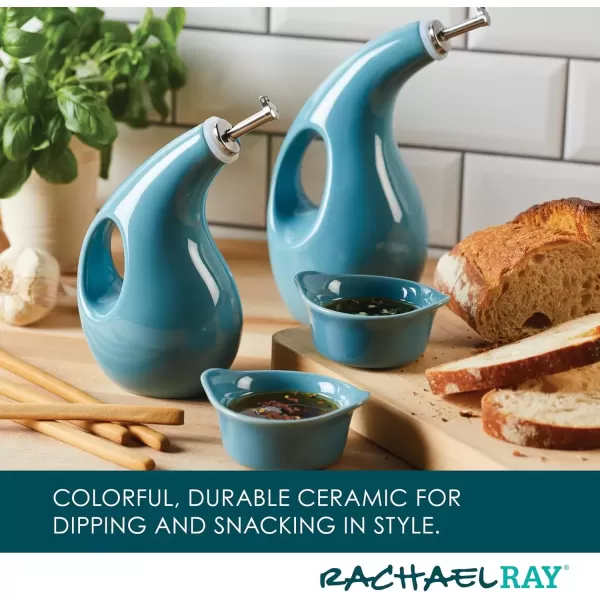 imageRachael Ray Serveware Ceramics EVOO and Ramekin Dipper Set 4 Piece Agave BlueAgave Blue