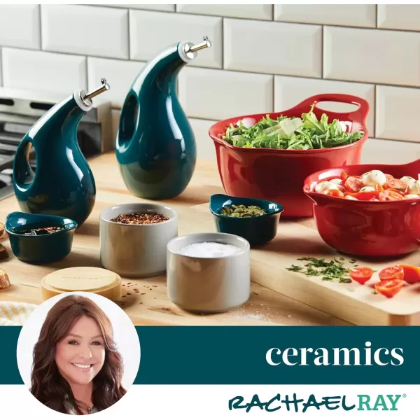 imageRachael Ray Serveware Ceramics EVOO and Ramekin Dipper Set 4 Piece Agave BlueAgave Blue