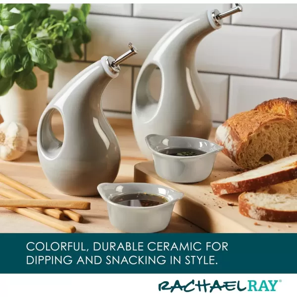 imageRachael Ray Serveware Ceramics EVOO and Ramekin Dipper Set 4 Piece Agave BlueLight Sea Salt Gray