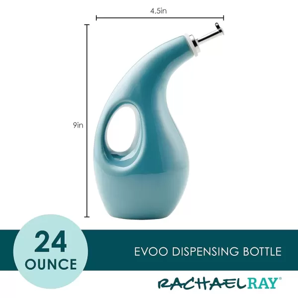 imageRachael Ray Solid Glaze Ceramics EVOO Olive Oil Bottle Dispenser with Spout  24 Ounce BlueAgave Blue