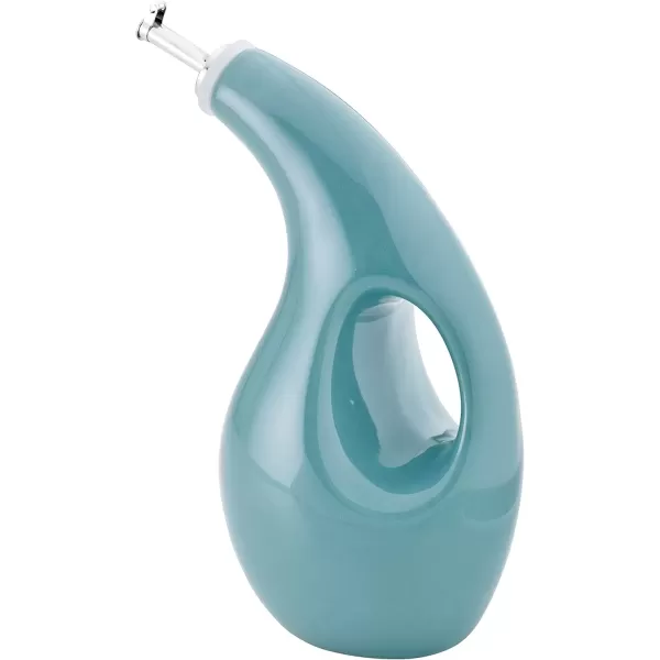 imageRachael Ray Solid Glaze Ceramics EVOO Olive Oil Bottle Dispenser with Spout  24 Ounce BlueAgave Blue