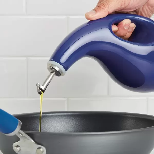 imageRachael Ray Solid Glaze Ceramics EVOO Olive Oil Bottle Dispenser with Spout  24 Ounce BlueBlue