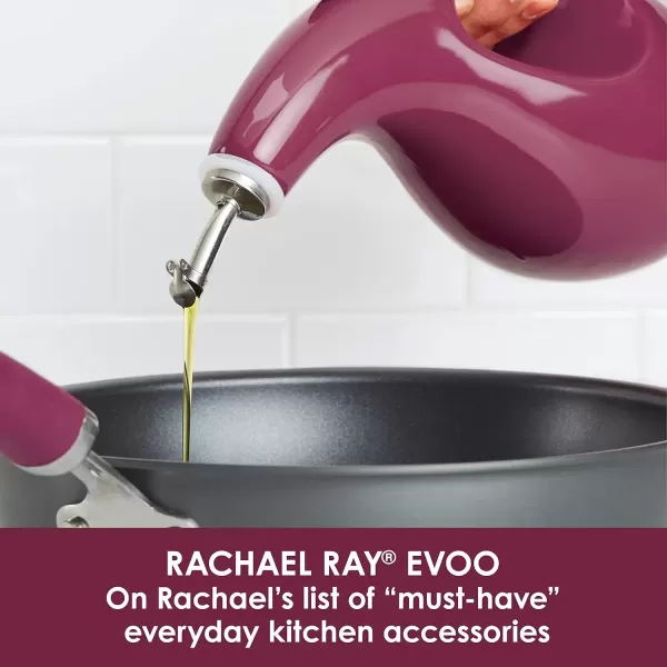 imageRachael Ray Solid Glaze Ceramics EVOO Olive Oil Bottle Dispenser with Spout  24 Ounce BlueBurgundy