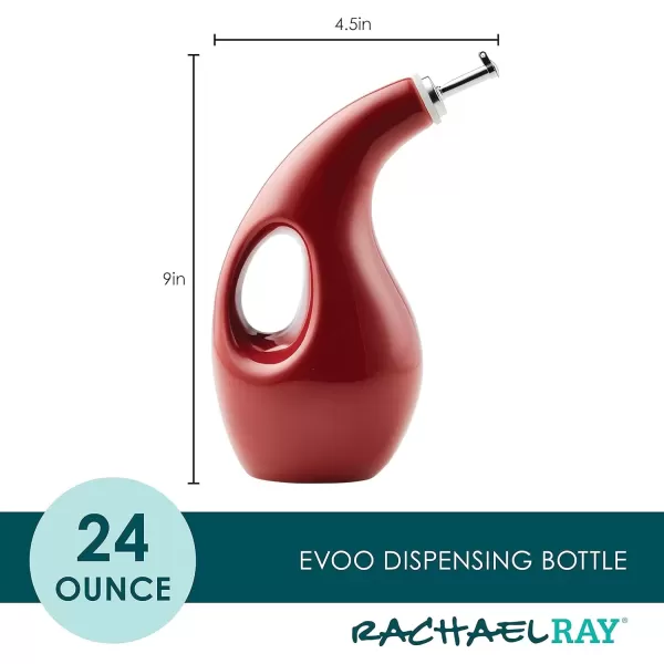 imageRachael Ray Solid Glaze Ceramics EVOO Olive Oil Bottle Dispenser with Spout  24 Ounce BlueCranberry Red