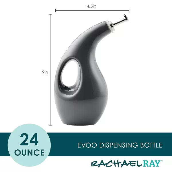 imageRachael Ray Solid Glaze Ceramics EVOO Olive Oil Bottle Dispenser with Spout  24 Ounce BlueDark Gray