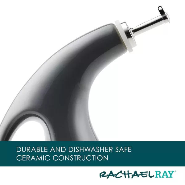 imageRachael Ray Solid Glaze Ceramics EVOO Olive Oil Bottle Dispenser with Spout  24 Ounce BlueDark Gray