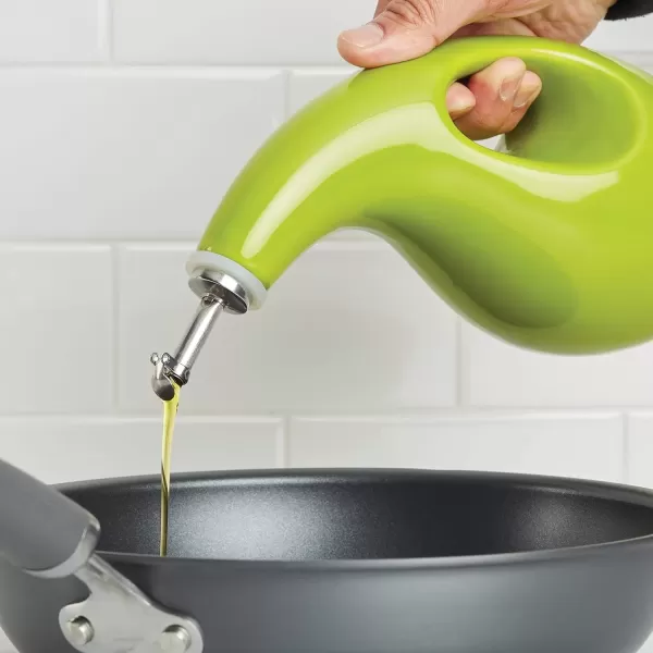imageRachael Ray Solid Glaze Ceramics EVOO Olive Oil Bottle Dispenser with Spout  24 Ounce BlueGreen