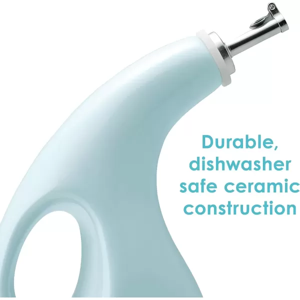 imageRachael Ray Solid Glaze Ceramics EVOO Olive Oil Bottle Dispenser with Spout  24 Ounce BlueLight Blue