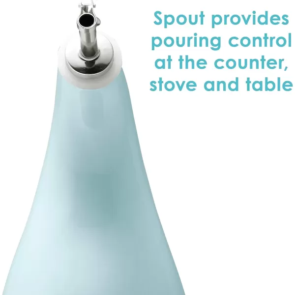 imageRachael Ray Solid Glaze Ceramics EVOO Olive Oil Bottle Dispenser with Spout  24 Ounce BlueLight Blue