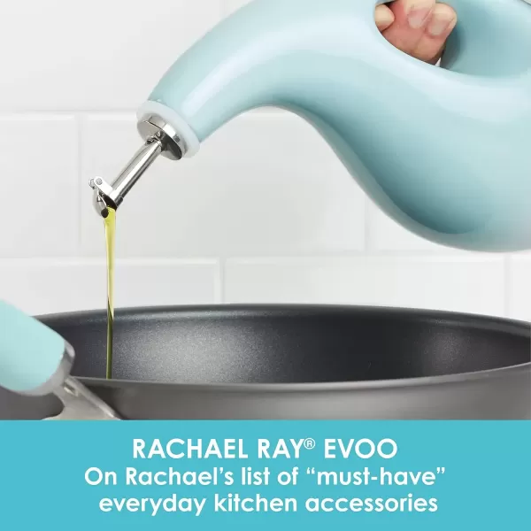 imageRachael Ray Solid Glaze Ceramics EVOO Olive Oil Bottle Dispenser with Spout  24 Ounce BlueLight Blue
