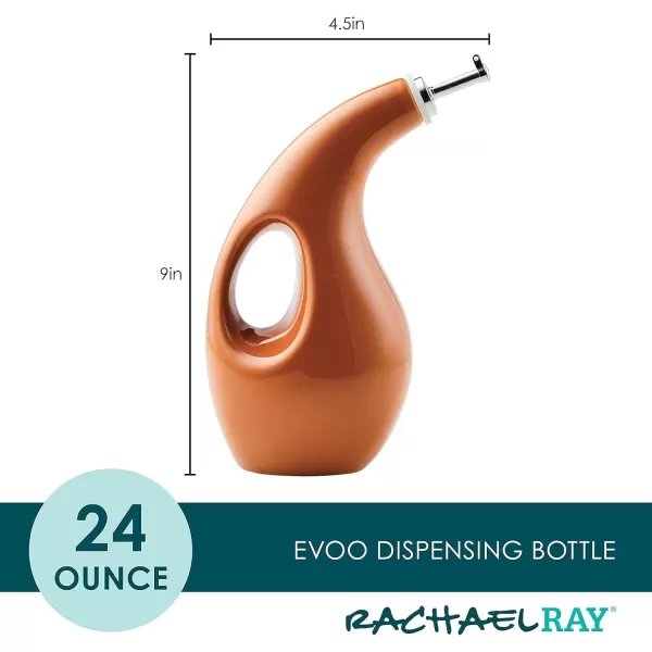 imageRachael Ray Solid Glaze Ceramics EVOO Olive Oil Bottle Dispenser with Spout  24 Ounce BluePumpkin Orange